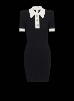 Women Balmain Ribbed Knit Polo Dress