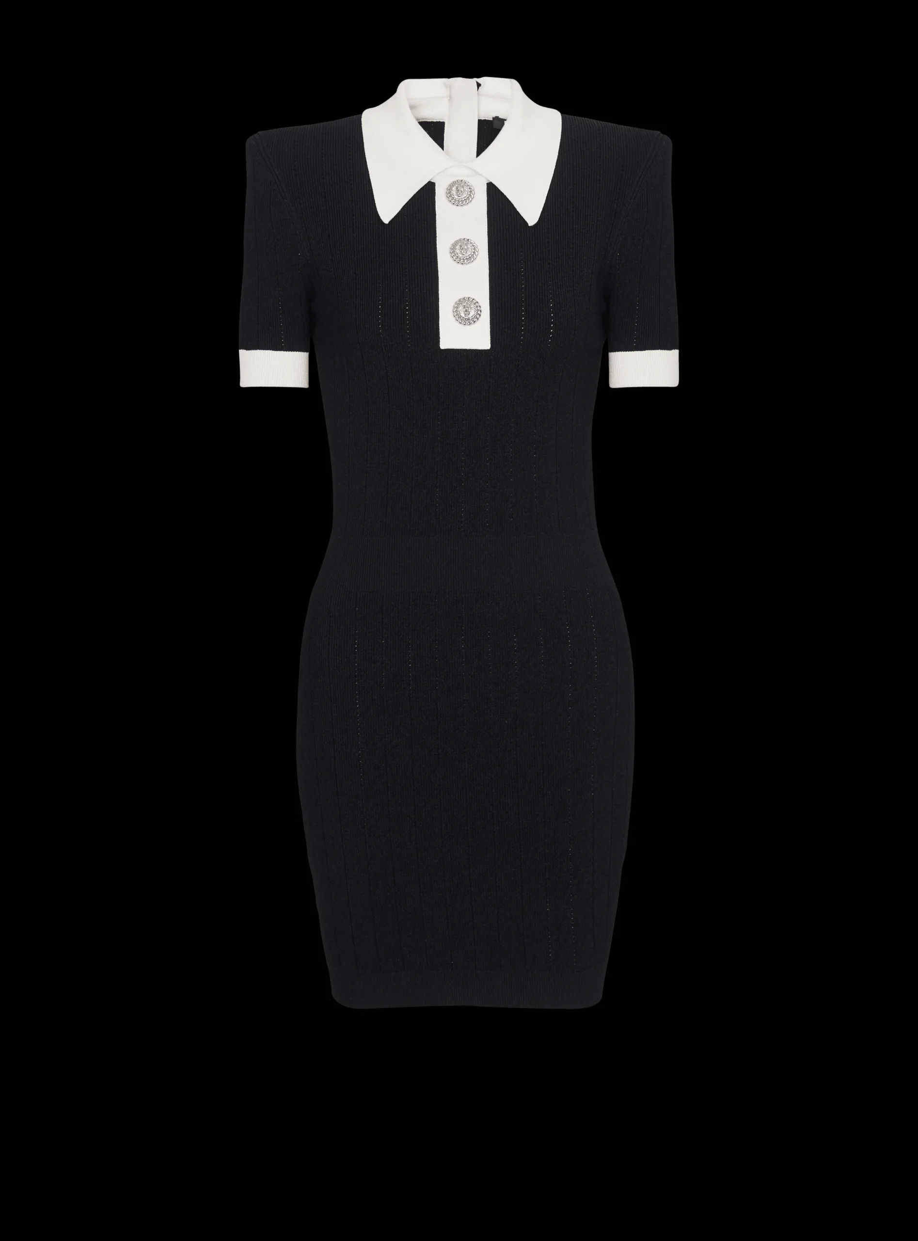 Women Balmain Ribbed Knit Polo Dress