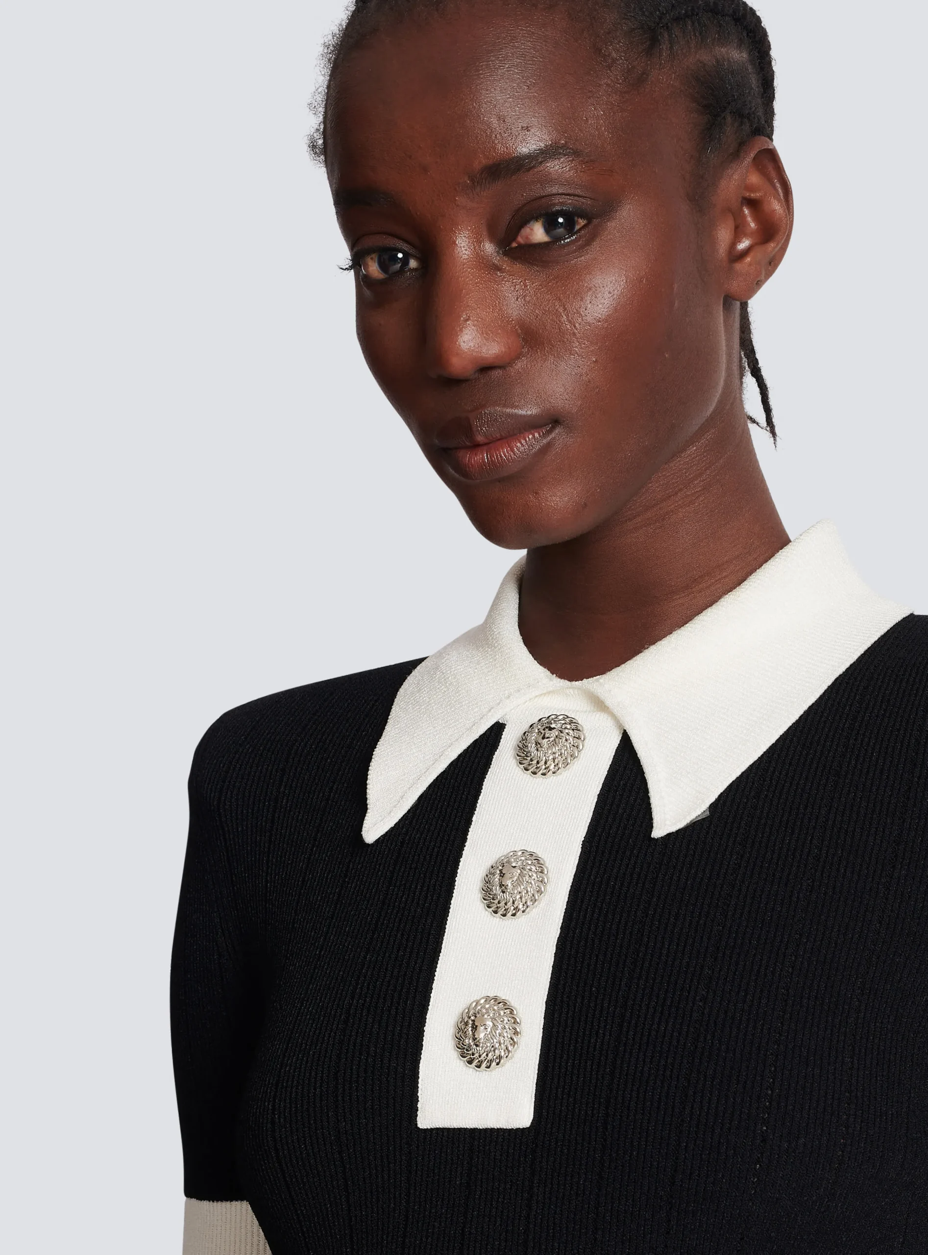 Women Balmain Ribbed Knit Polo Dress