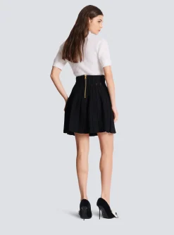 Women Balmain Ribbed Knit Skater Skirt