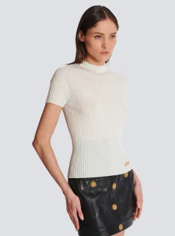 Women Balmain Ribbed Knit Top