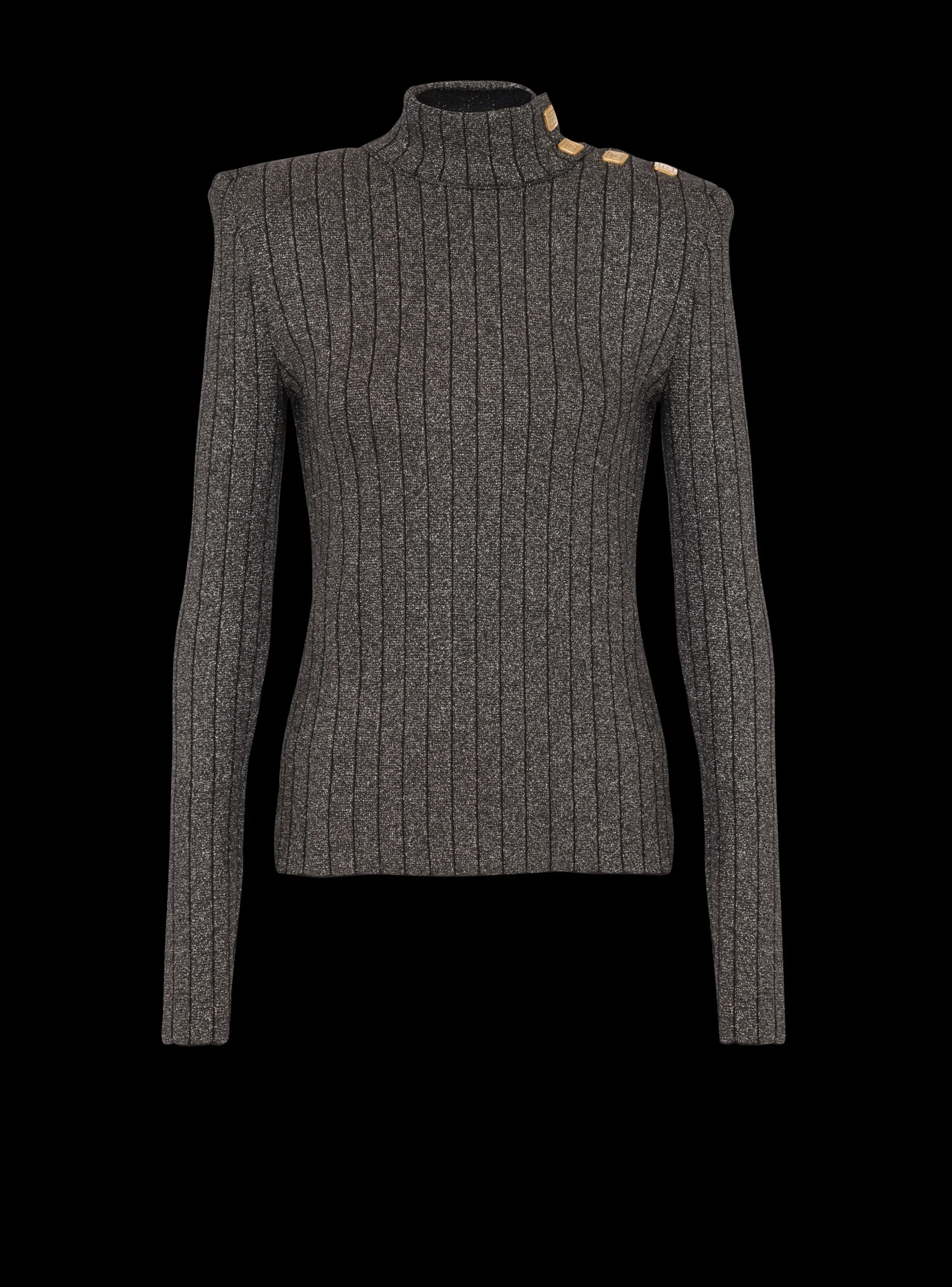 Women Balmain Ribbed Lurex Knit Jumper