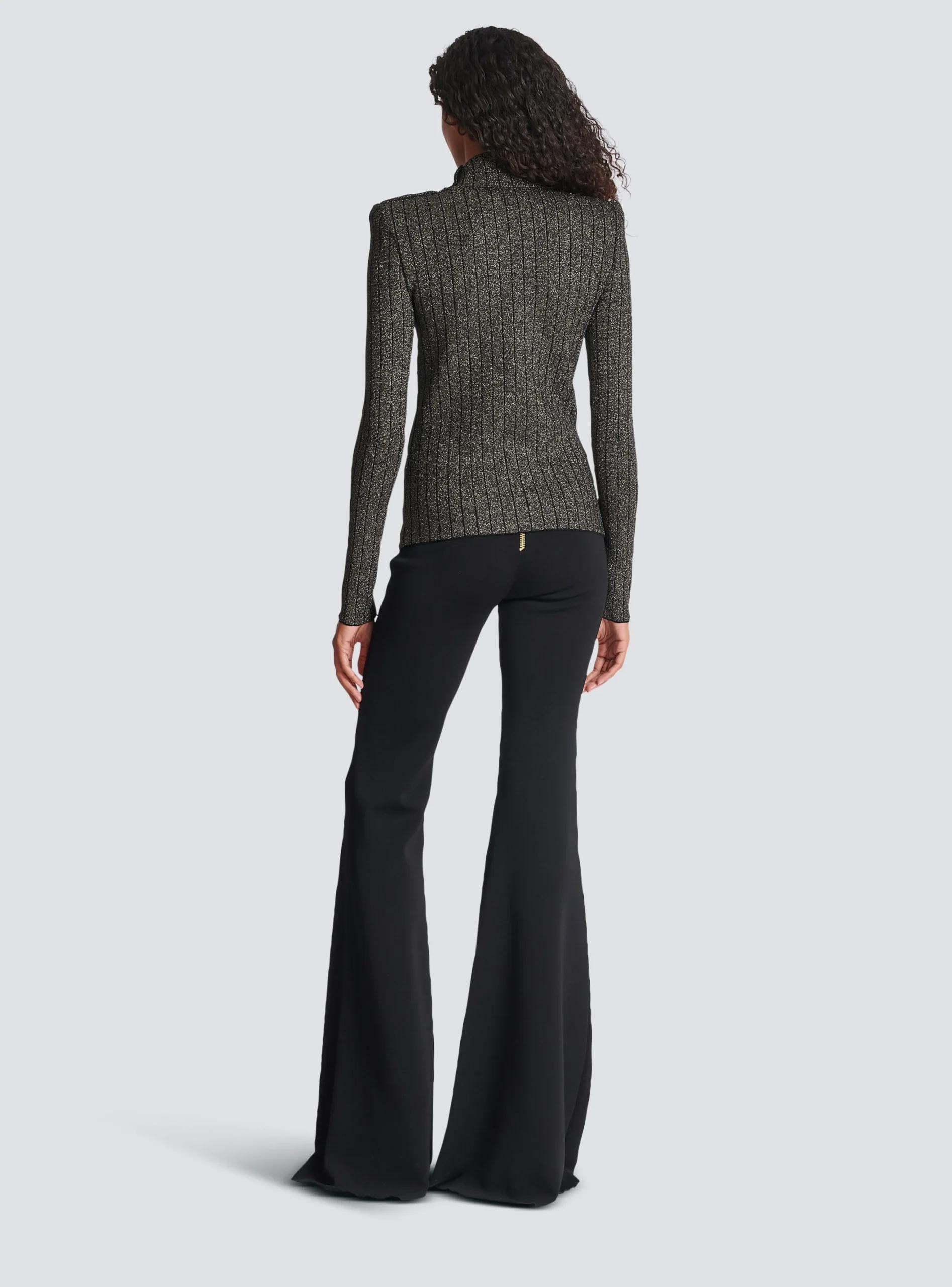 Women Balmain Ribbed Lurex Knit Jumper