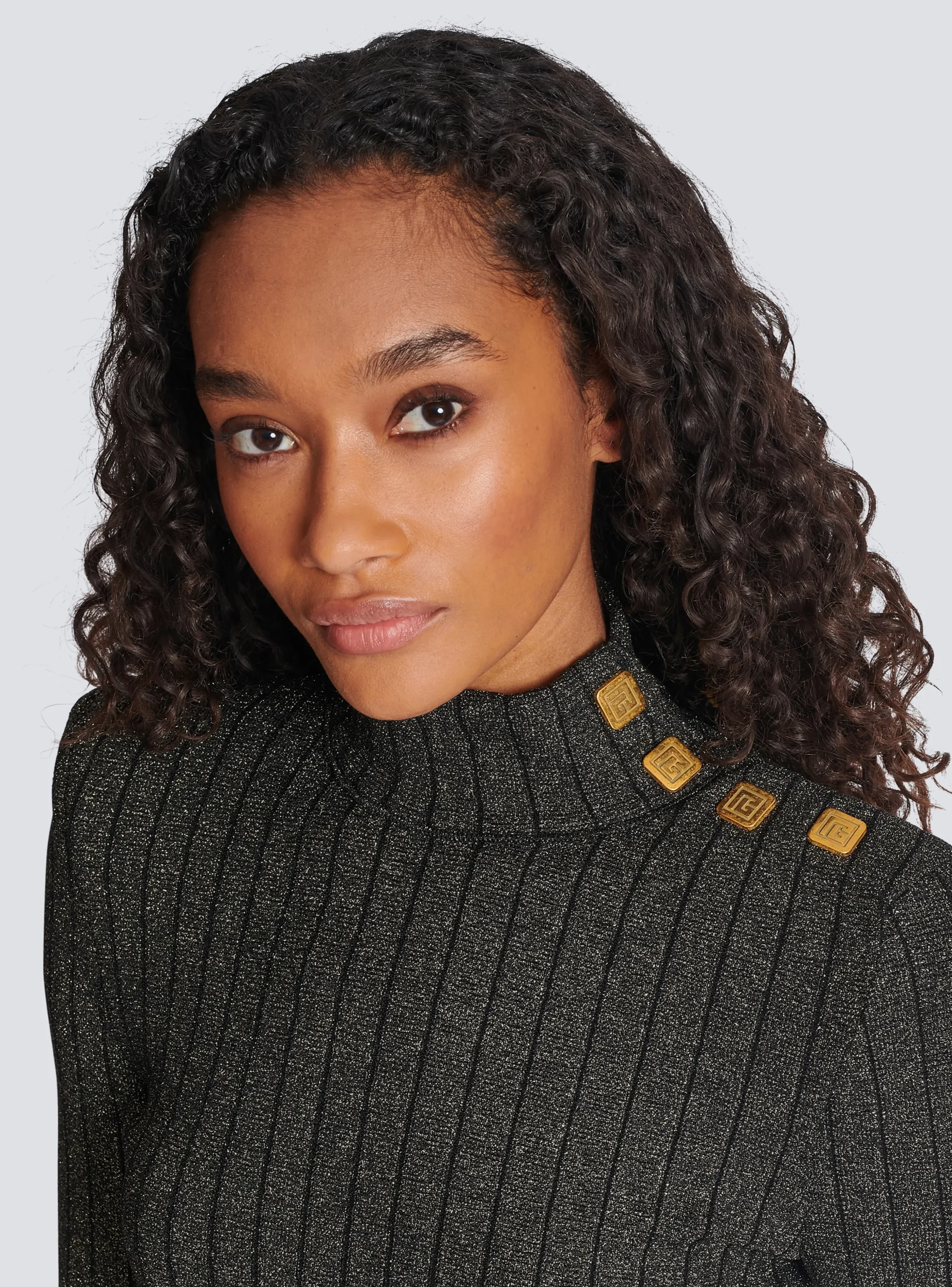 Women Balmain Ribbed Lurex Knit Jumper