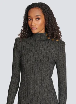 Women Balmain Ribbed Lurex Knit Jumper