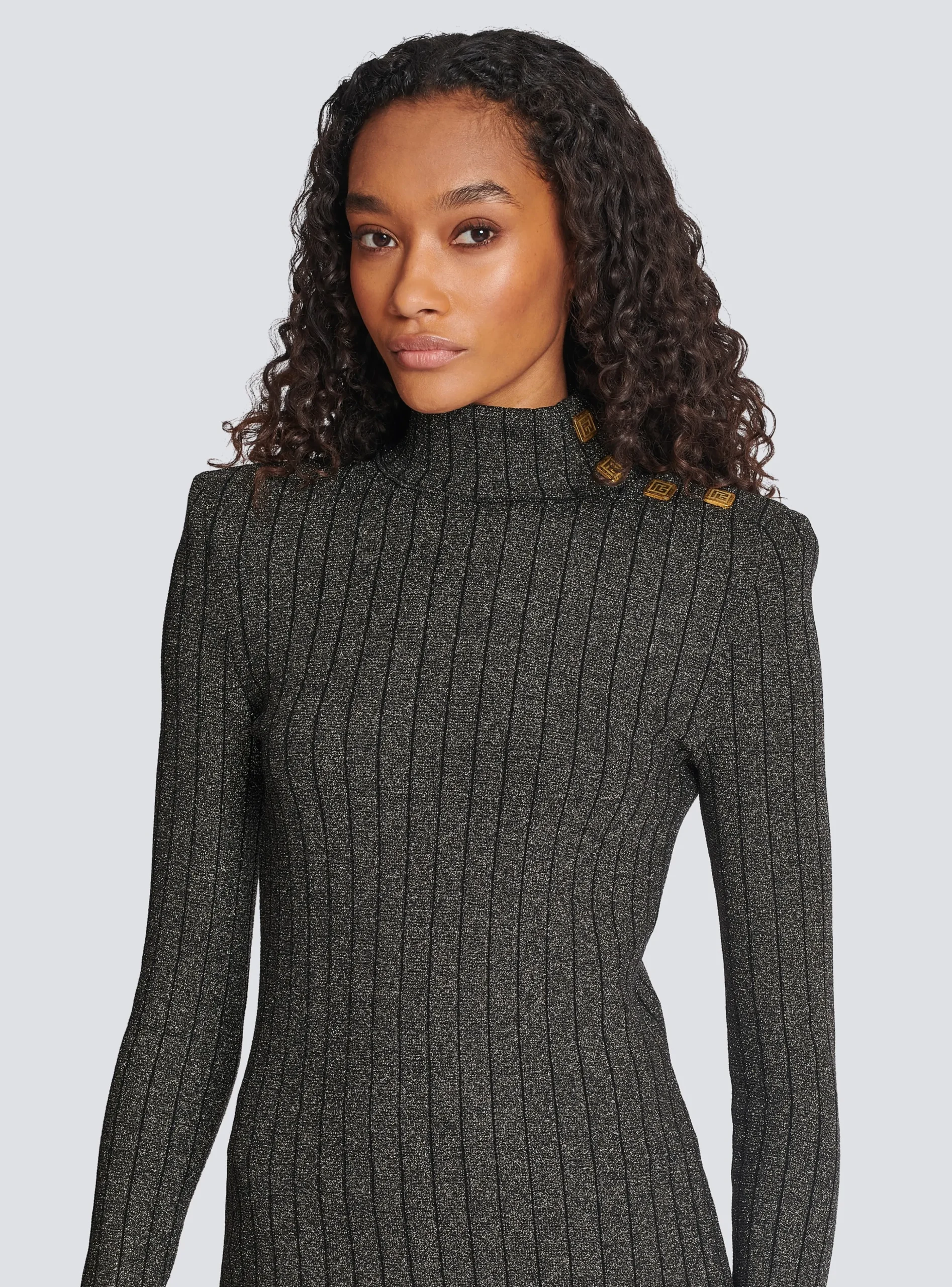 Women Balmain Ribbed Lurex Knit Jumper