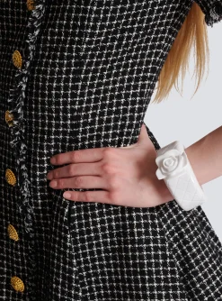 Women Balmain Rose And Grid Resin Cuff
