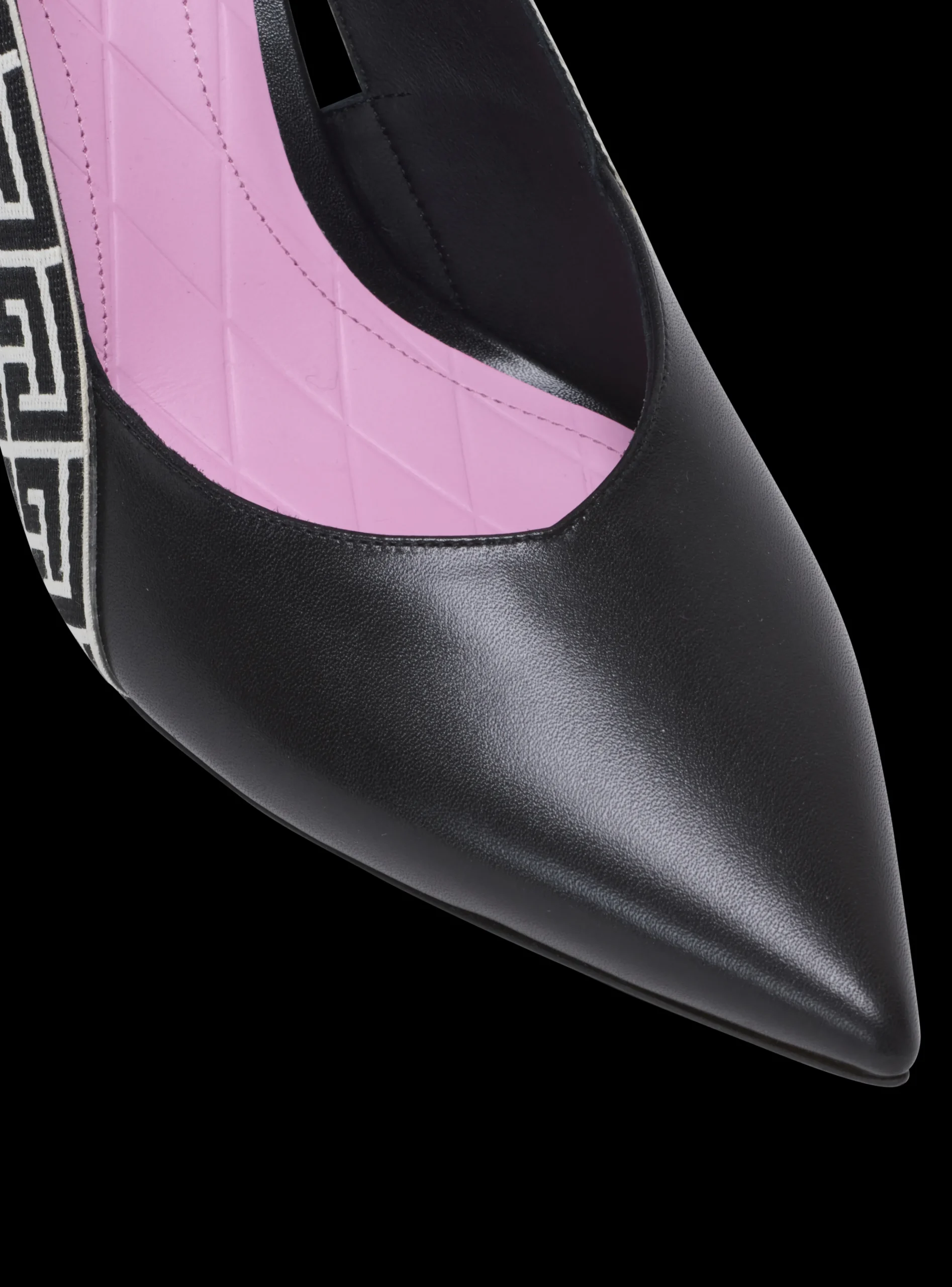 Women Balmain Ruby Stiletto Slingbacks In Calfskin And PB Labyrinth Canvas