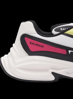 Women Balmain Run-Row Leather And Nylon Trainers
