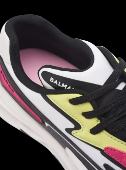 Women Balmain Run-Row Leather And Nylon Trainers