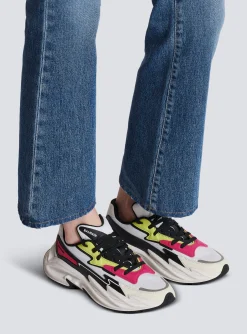 Women Balmain Run-Row Leather And Nylon Trainers
