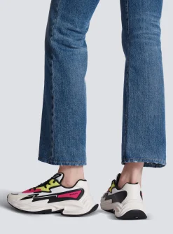 Women Balmain Run-Row Leather And Nylon Trainers