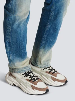 Balmain Run-Row Leather And Nylon Trainers