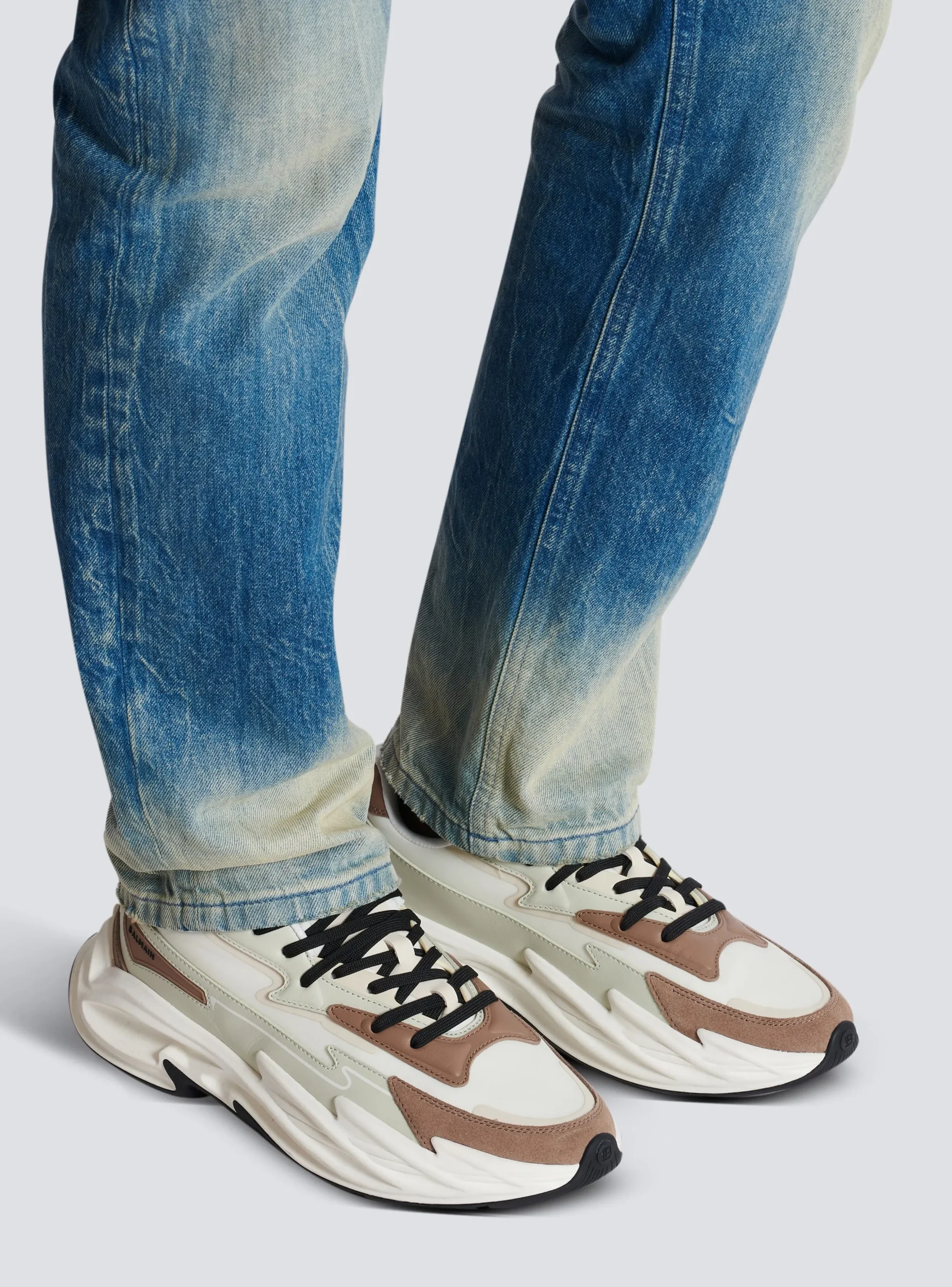 Balmain Run-Row Leather And Nylon Trainers