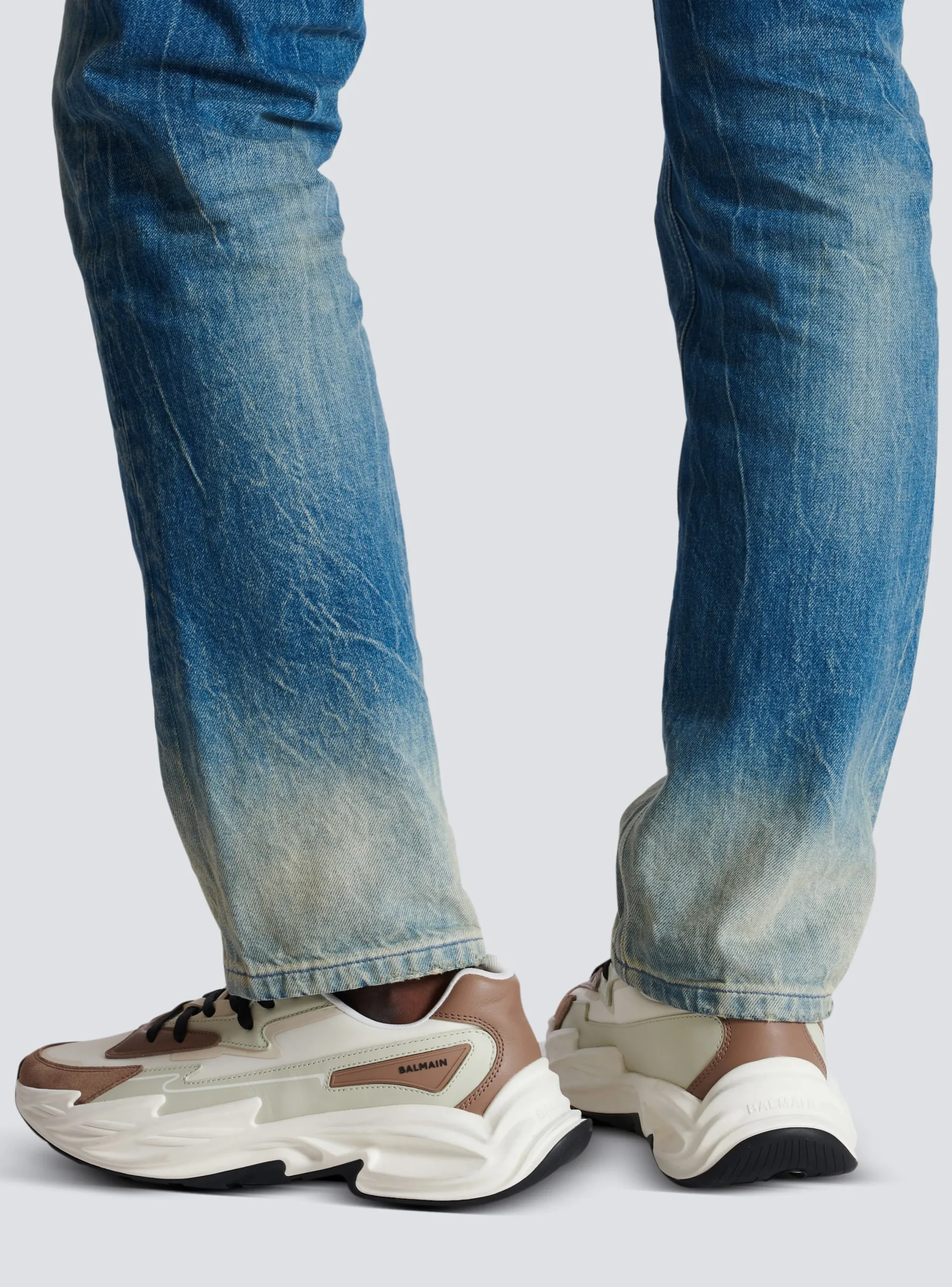 Balmain Run-Row Leather And Nylon Trainers