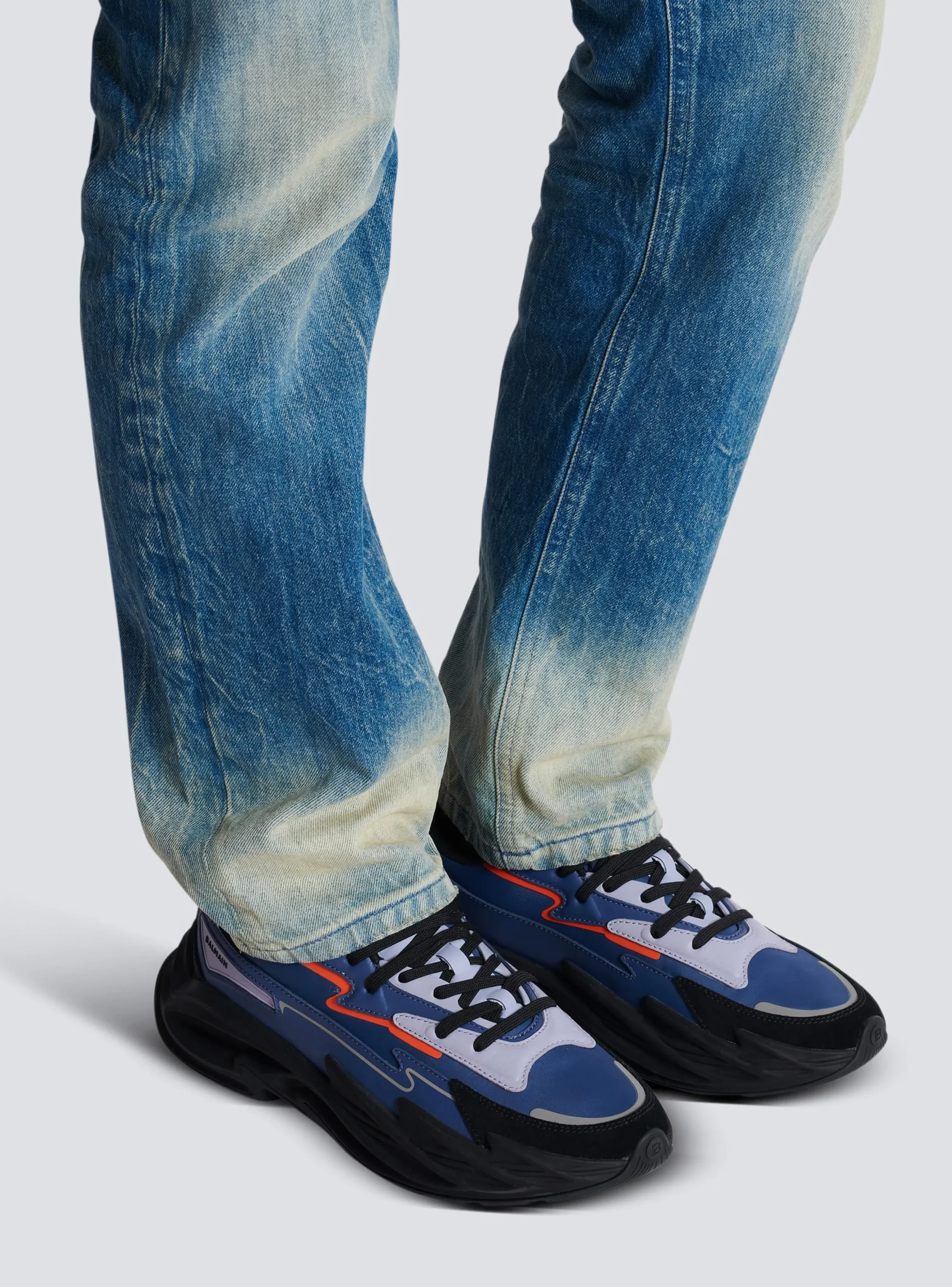 Balmain Run-Row Leather And Nylon Trainers