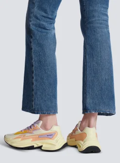 Women Balmain Run-Row Leather And Nylon Trainers