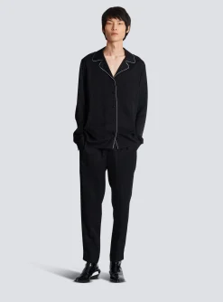 Balmain Satin Monogram Jacquard Shirt