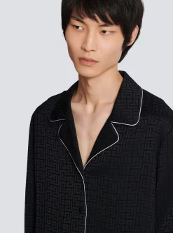 Balmain Satin Monogram Jacquard Shirt