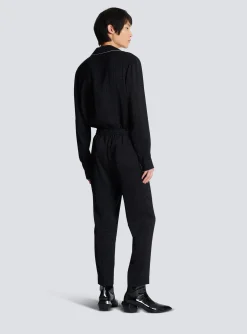 Balmain Satin Monogram Jacquard Trousers