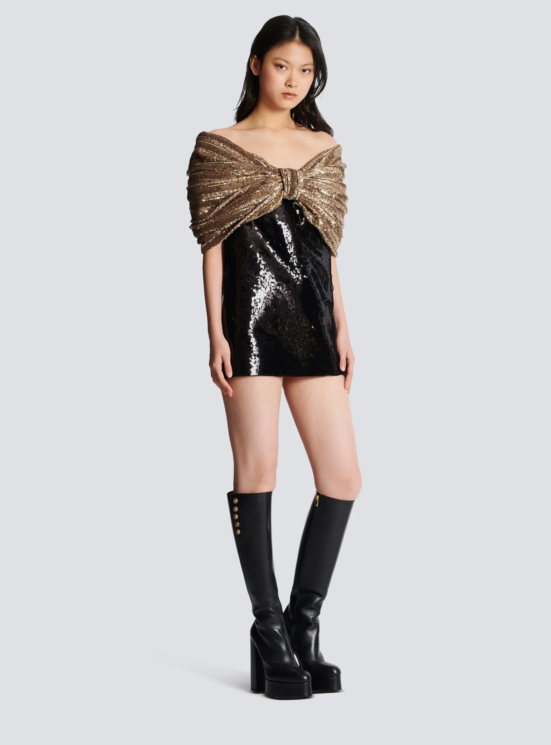 Women Balmain Sequinned Dress With Oversized Bow