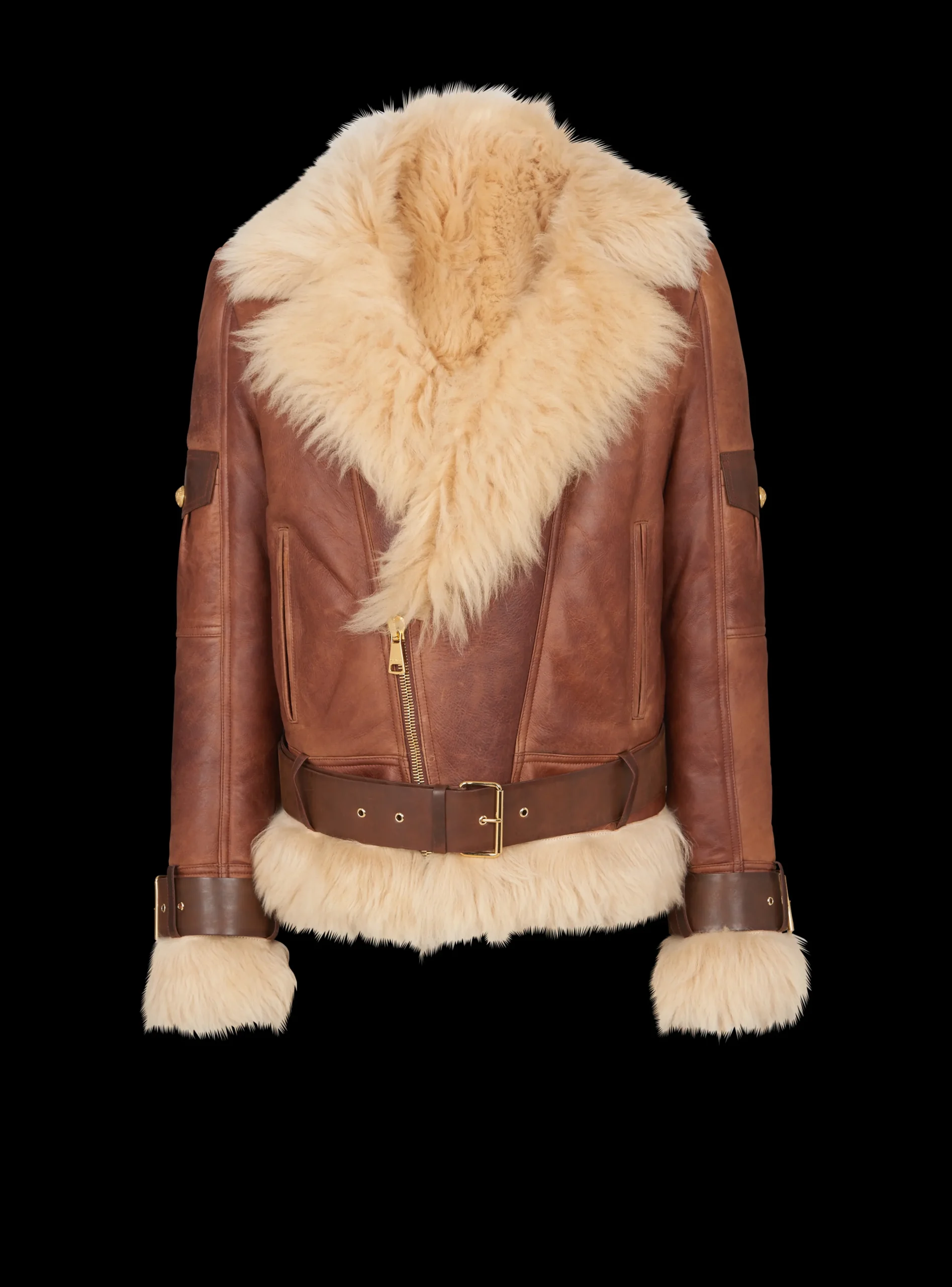 Women Balmain Sheepskin Aviator Jacket
