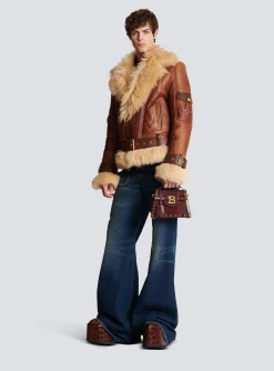 Women Balmain Sheepskin Aviator Jacket