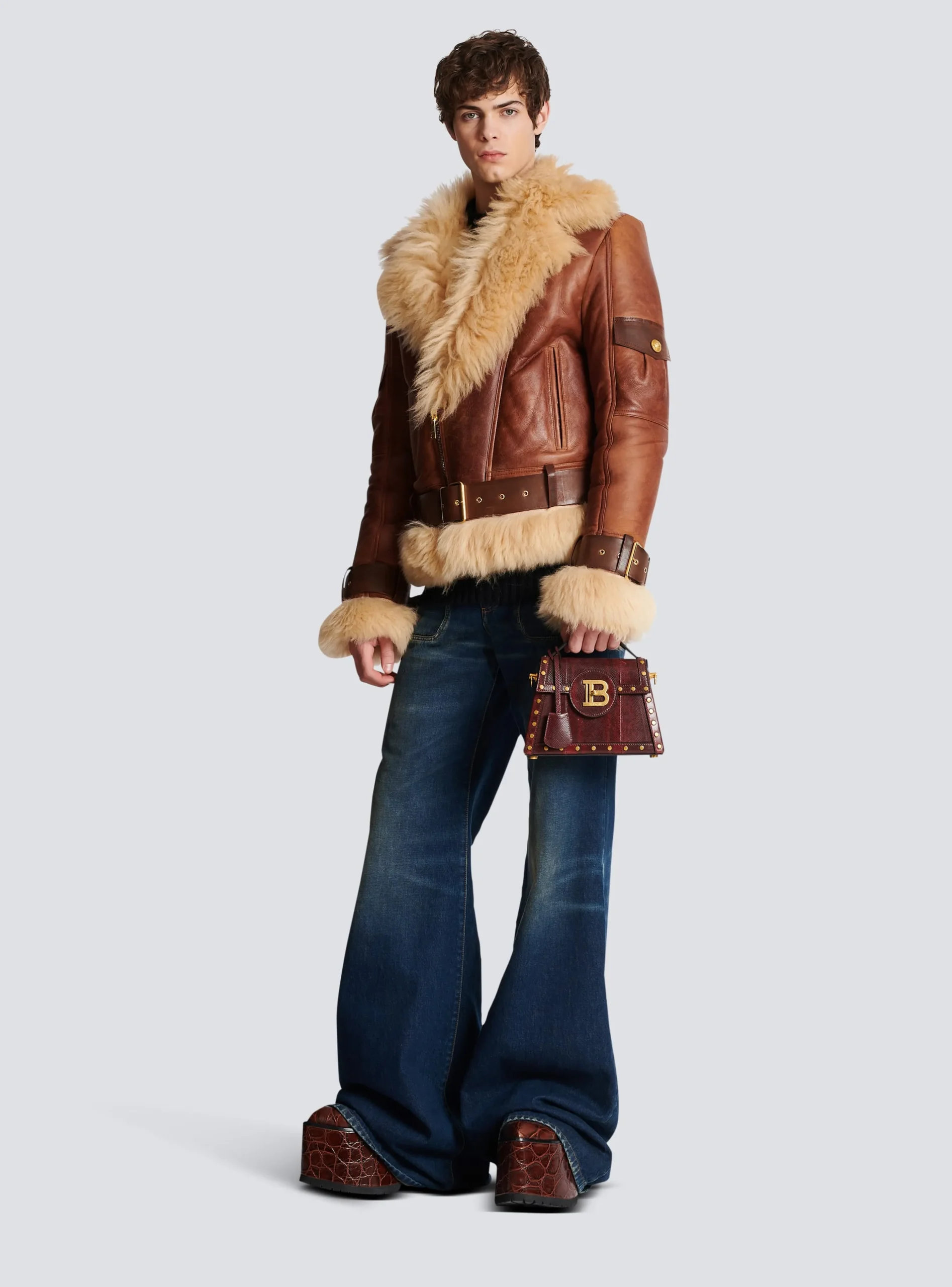 Women Balmain Sheepskin Aviator Jacket