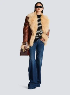 Women Balmain Sheepskin Aviator Jacket