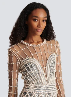 Women Balmain Short Beaded Dress