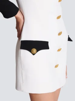 Women Balmain Short Buttoned Crepe Dress