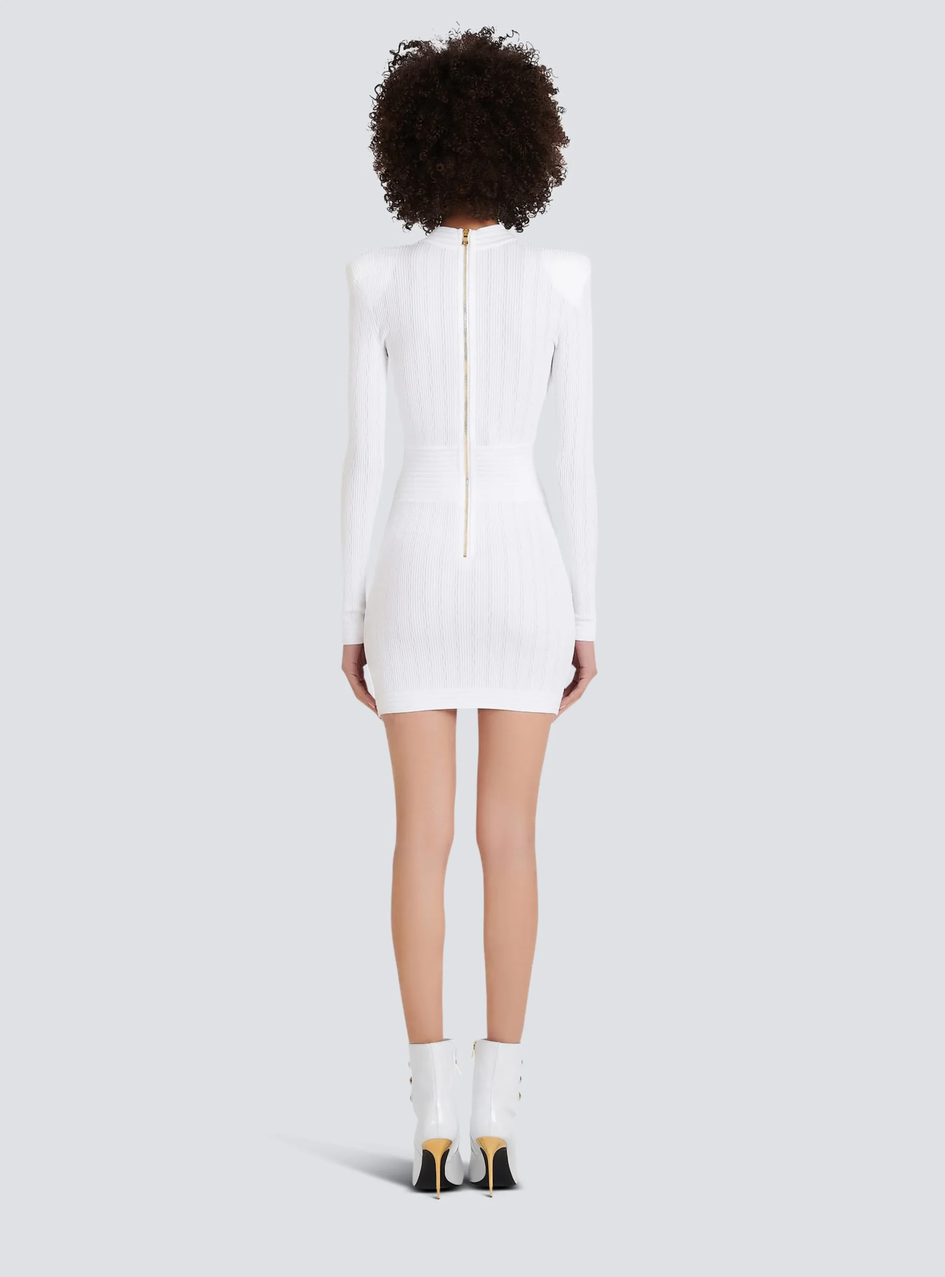 Women Balmain Short Eco-designed Knit Dress With Gold-tone Buttons