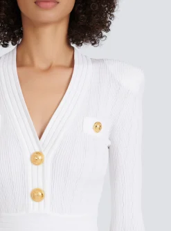 Women Balmain Short Eco-designed Knit Dress With Gold-tone Buttons