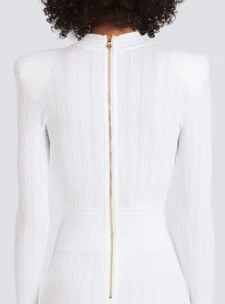 Women Balmain Short Eco-designed Knit Dress With Gold-tone Buttons