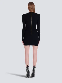Women Balmain Short Eco-designed Knit Dress With Gold-tone Buttons