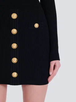 Women Balmain Short Eco-designed Knit Dress With Gold-tone Buttons