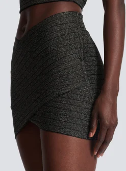 Women Balmain Short Knit Skirt With Stripes