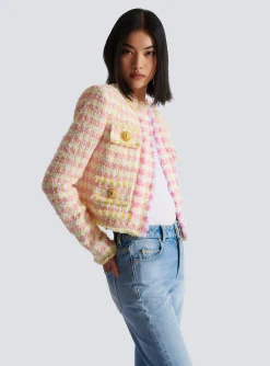 Women Balmain Short Miami Tweed Jacket
