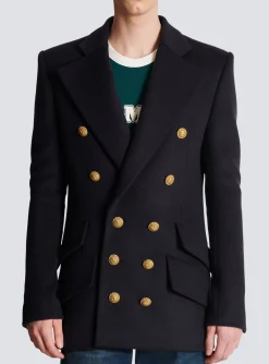 Women Balmain Short Military-style Coat