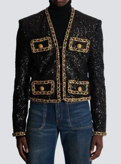 Women Balmain Short Sequin Jacket
