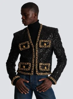 Women Balmain Short Sequin Jacket
