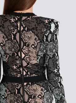 Women Balmain Short Snakeskin Jacquard Dress