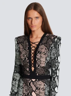 Women Balmain Short Snakeskin Jacquard Dress