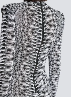 Women Balmain Short Snakeskin Textured Knit Dress