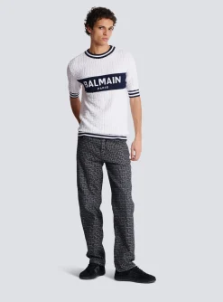 Balmain Short-sleeved PB Labyrinth Knit T-shirt
