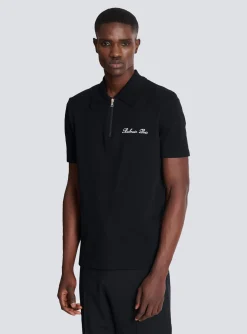 Balmain Short-sleeved Polo Shirt With Signature Embroidery