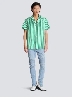 Balmain Short-sleeved Striped Cotton Pyjama Shirt