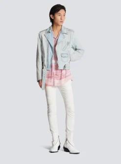 Balmain Short-sleeved Twill Pyjama Shirt With Postcard Print