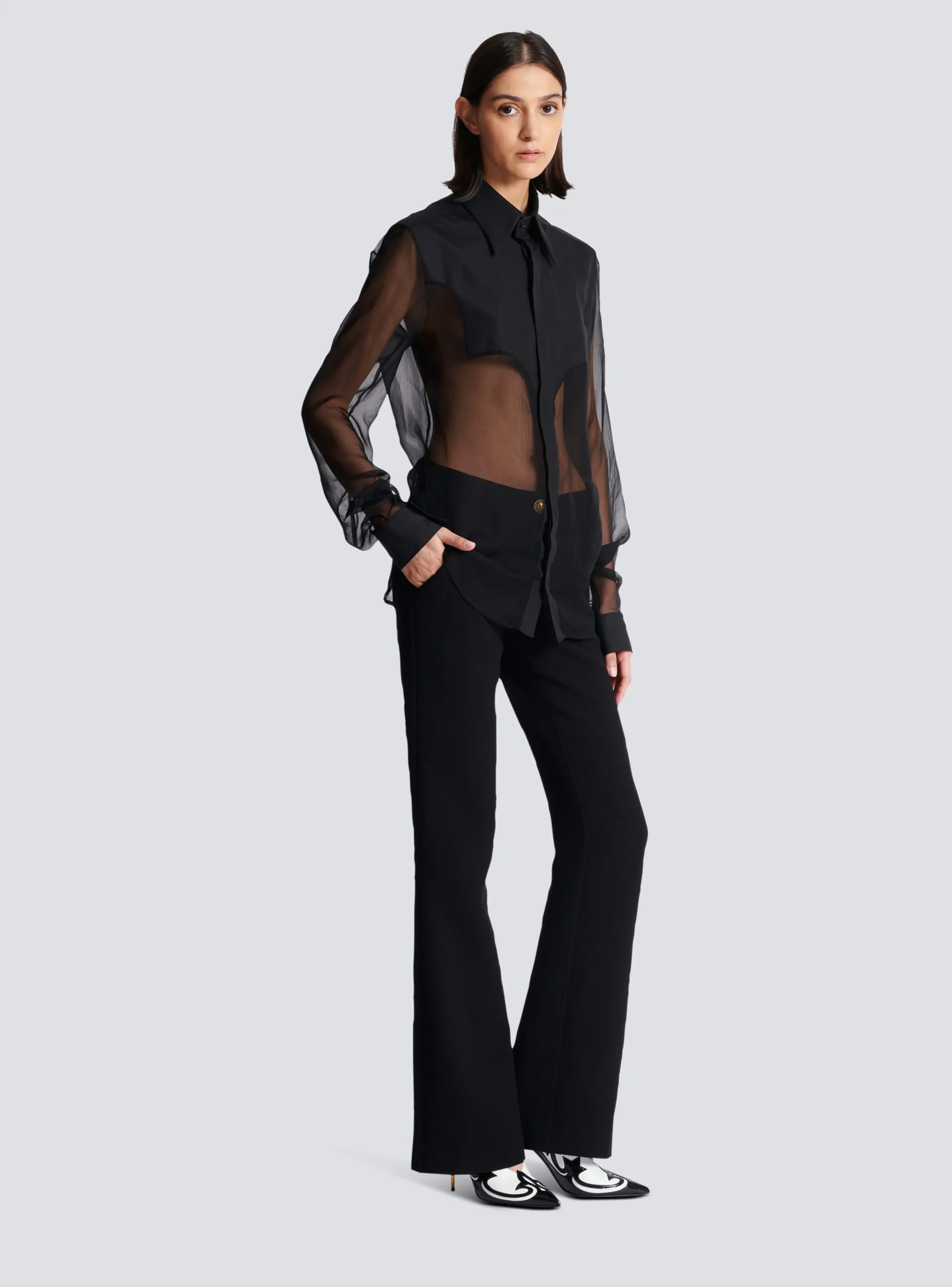 Women Balmain Silk Western Shirt