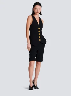 Women Balmain Sleeveless Double Crepe Waistcoat